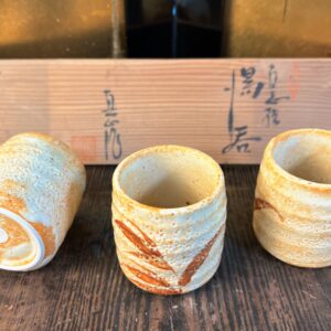 Shino Ware Golden Ash-Glazed Teacup Set (5 Pieces)